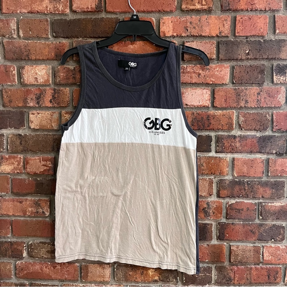 GBG mens color block tank top black/tan/white XS skater surfer SK8